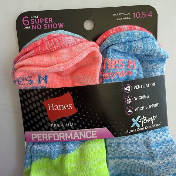 New HANES (12 Pair) Premium Performance Super/No Show Socks Girls Size 10.5-4 - Picture 4 of 8